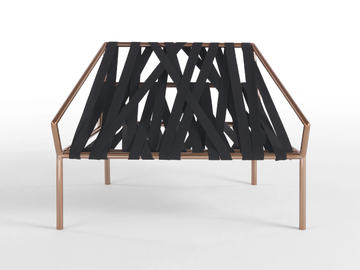 LIGOMANCER - Armchair with metal armrests and elastic bands by JCP UNIVERSE - view 2